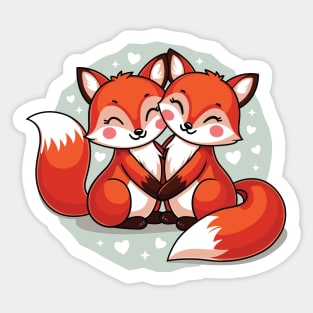 Foxes Romantic Couple Sticker